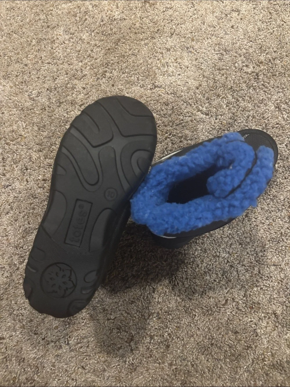 Toddler Black and Blue Winter Boots - Cozy Fleece Lining